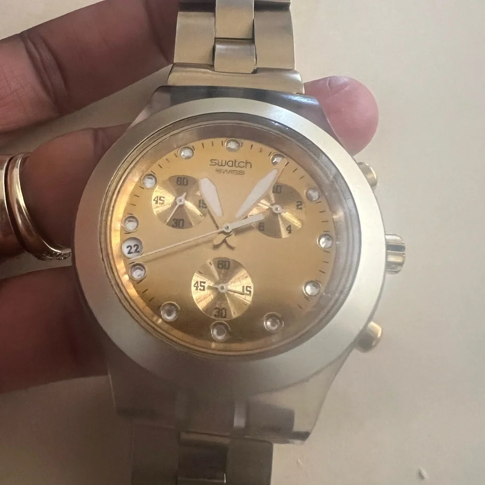 Swatch Swiss made ladies Chronograph gold watch - Picture 2 of 3